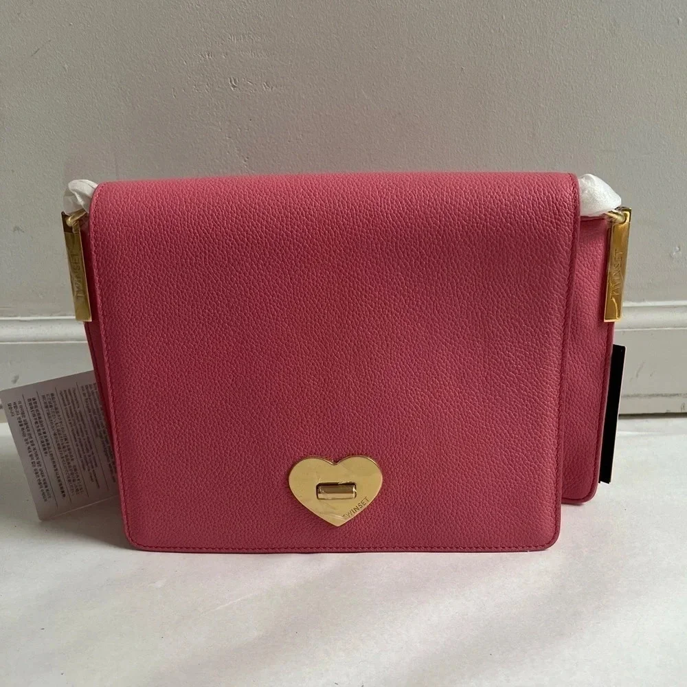 NEW Twinset Italy Gorgeous Pink Eco Vegan Leather Crossbody Shoulder Bag Purse